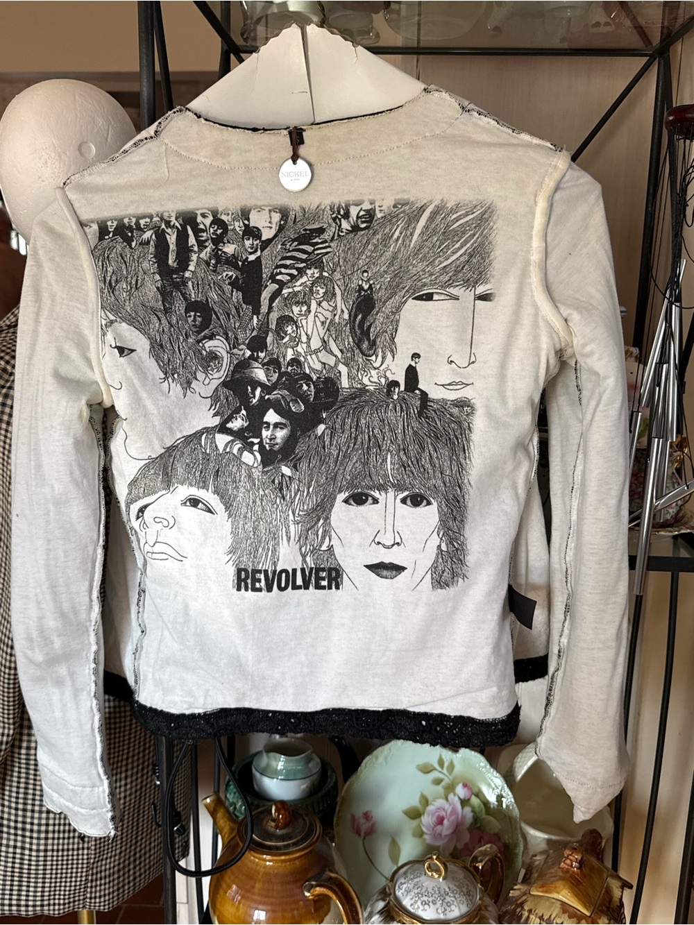 Beatles Retro Revolver Graphic Long-SleeveCollectible Jacket black cream lining